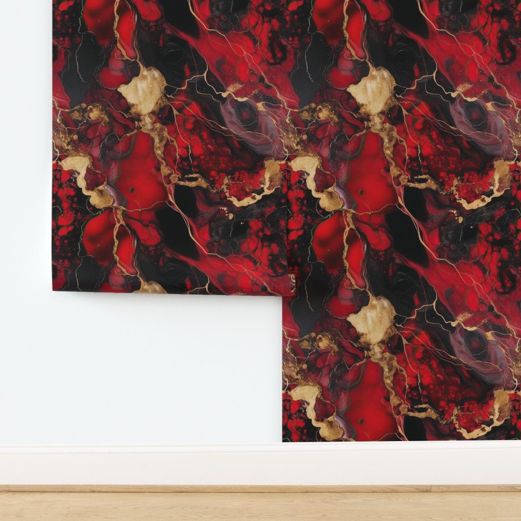 Red Black and Gold Alcohol Ink 1 Wallpaper design