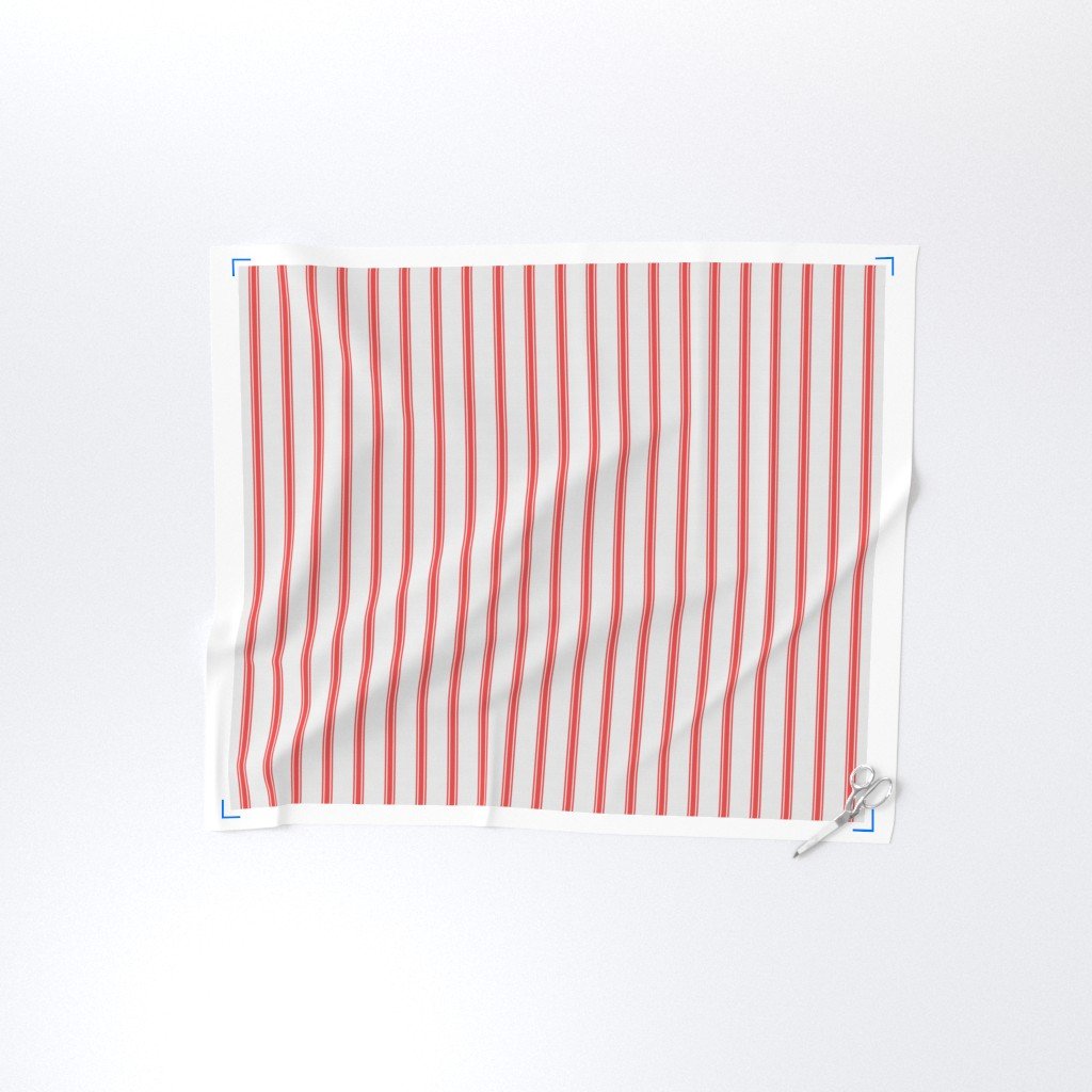Distressed Vintage Scarlet Red Mattress Ticking with Two Inch Fabric 2 inch ticking fabric