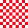 Carmine Red and White 2 inch Square Checkerboard Pattern