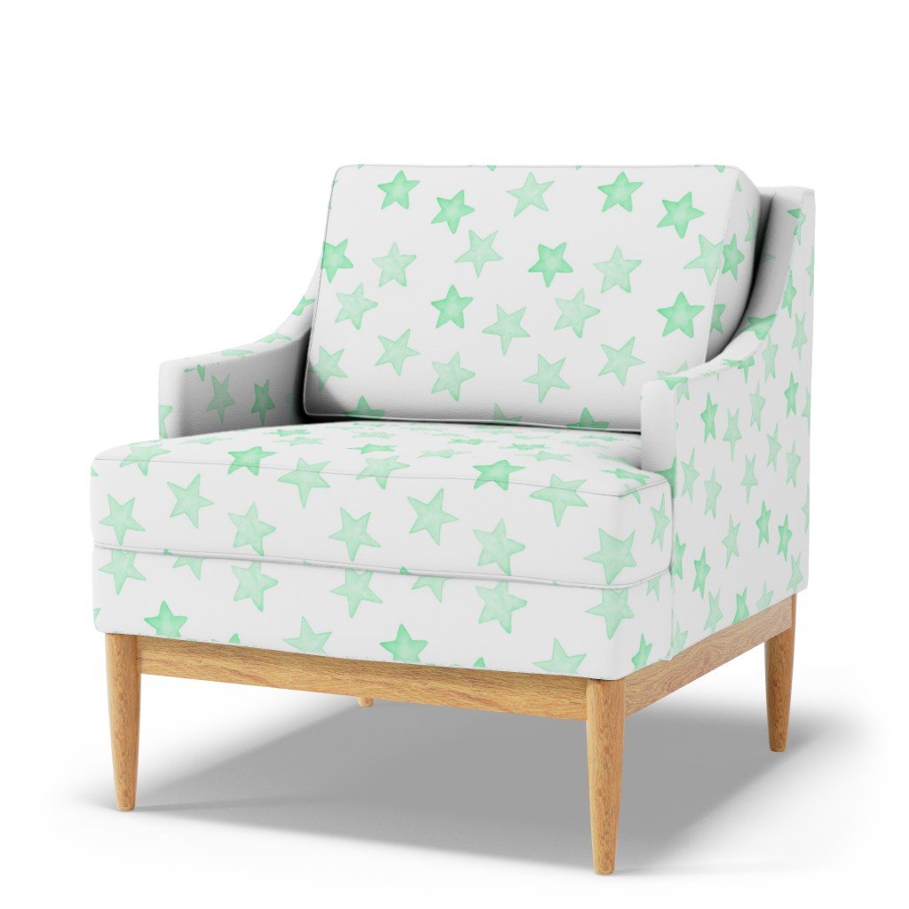 Large Faded Mint Christmas Stars on White Fabric christmas pattern fabric
