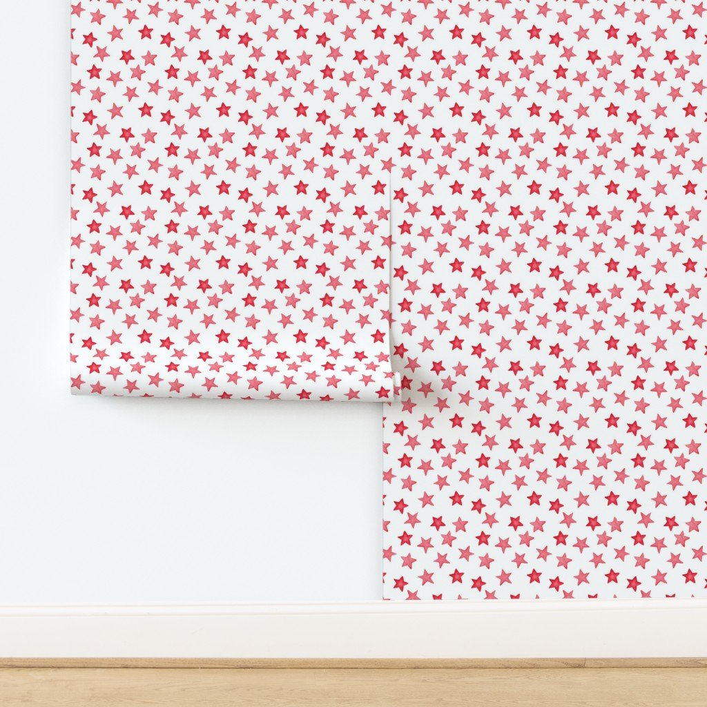 Faded Red Christmas Stars on White Wallpaper design