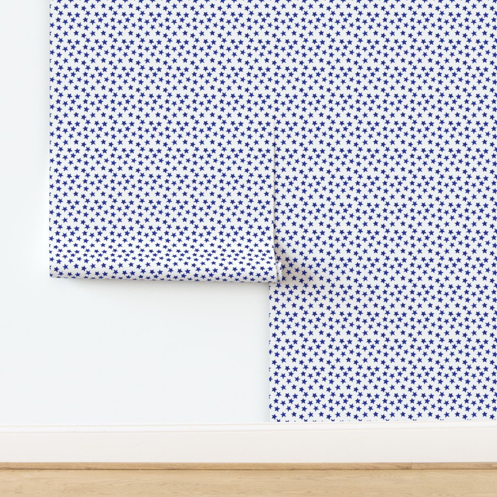 Small Faded Royal Blue Christmas Stars on White Home Decor Collection design