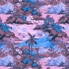 Small Vintage Hawaiian Landscape in Pink and Blue