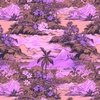 Small Vintage Hawaiian Landscape in Violet and Peach