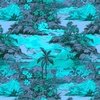 Small Vintage Hawaiian Landscape in Aqua and Violet