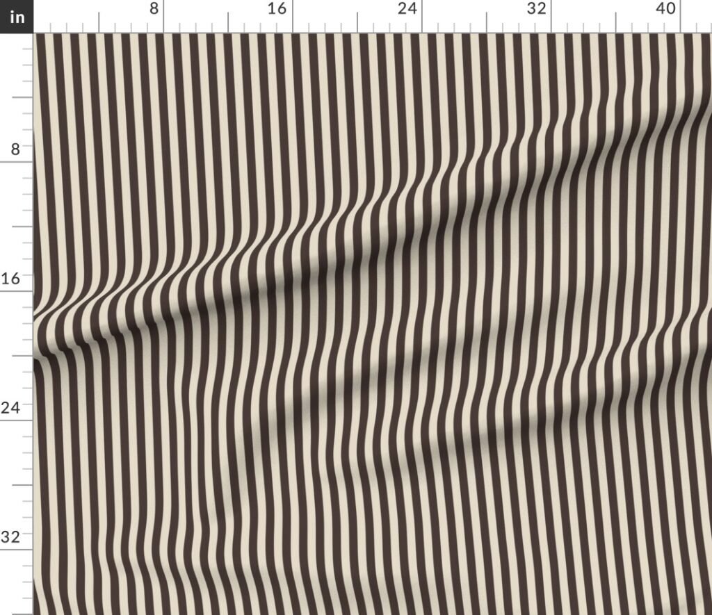Half Inch Pencil Stripes Cream and Chocolate Fabric design