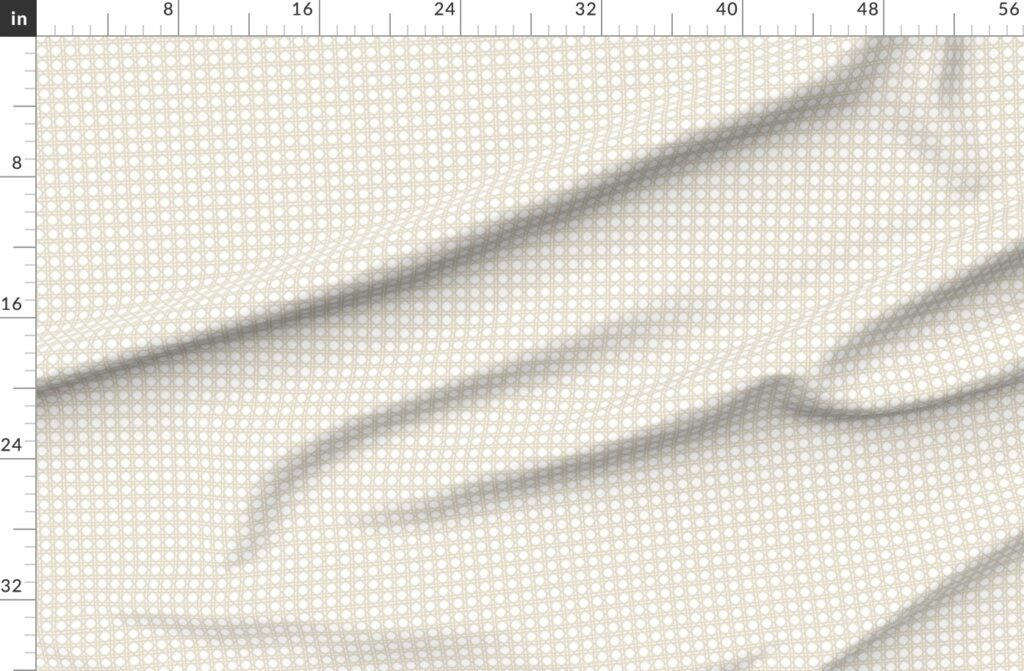 Cream on White Rattan Caning Pattern Fabric design