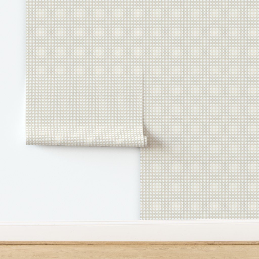 Cream on White Rattan Caning Pattern Wallpaper design