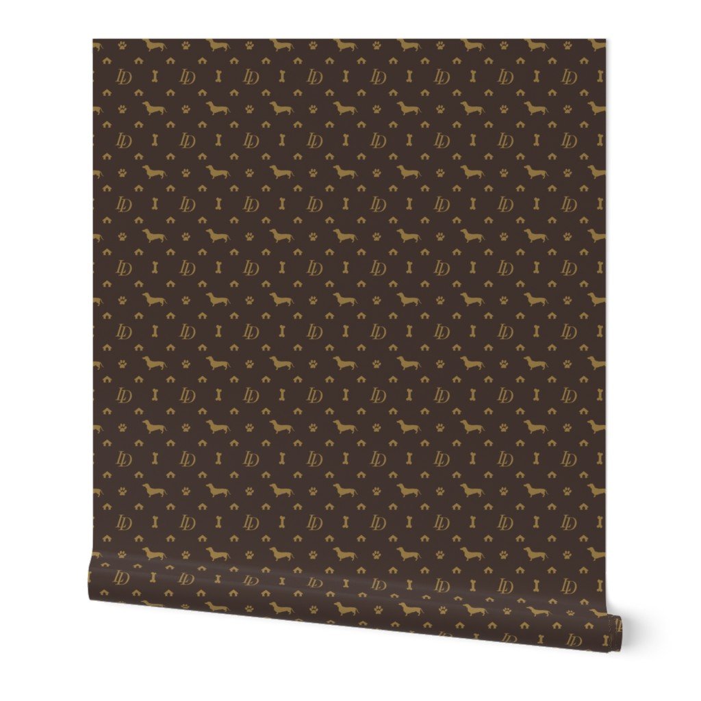 Louis Luxury Mini Dachsund Dog Attire Print Wallpaper dog bones wallpaper