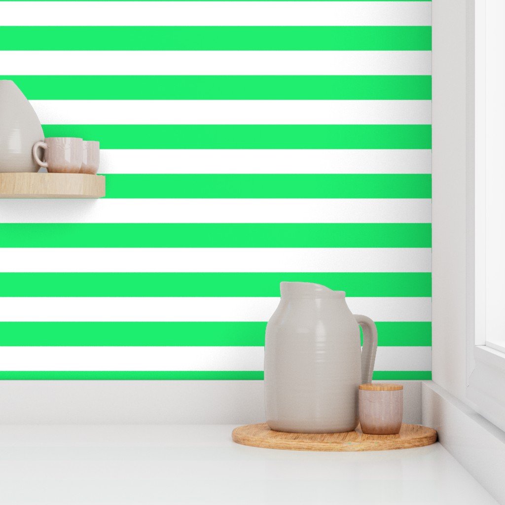 Lime Mojito Green Horizontal Tent Stripes Florida Colors of the Sunshine Decor Collection Decor Collection lime green stripes wallpaper