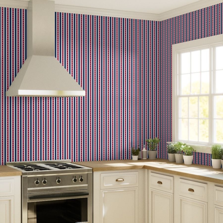 USA Flag Colors of Red White and Blue with Stars in Alternating 1 Inch Wallpaper stars stripes wallpaper