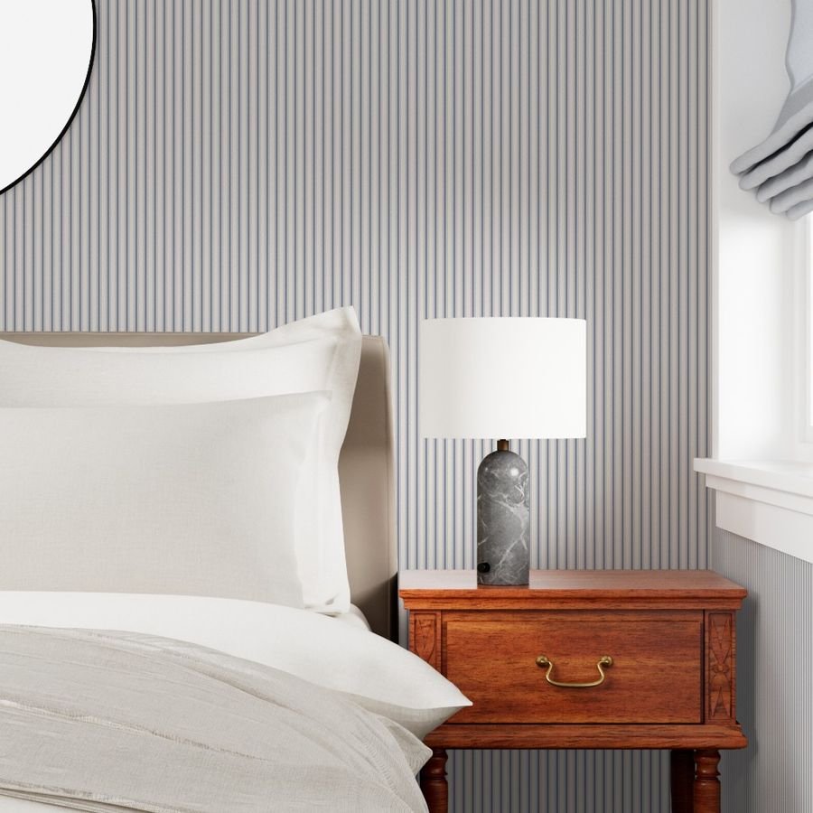 Mini Stressed Blue Denim Mattress Ticking Wallpaper vintage ticking wallpaper