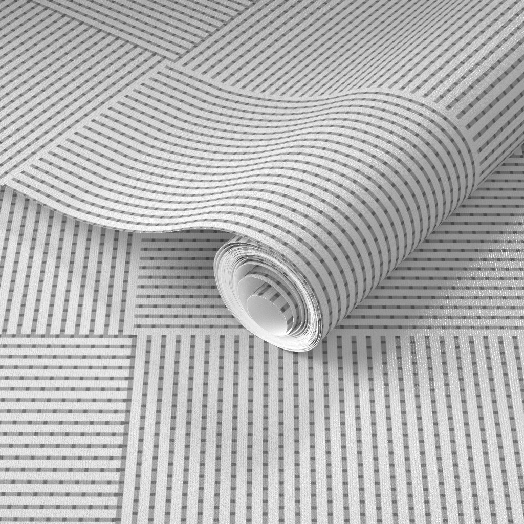 Patchwork Quilt Squares in Shades of Grey Seersucker-look Stripes Wallpaper pastel squares wallpaper