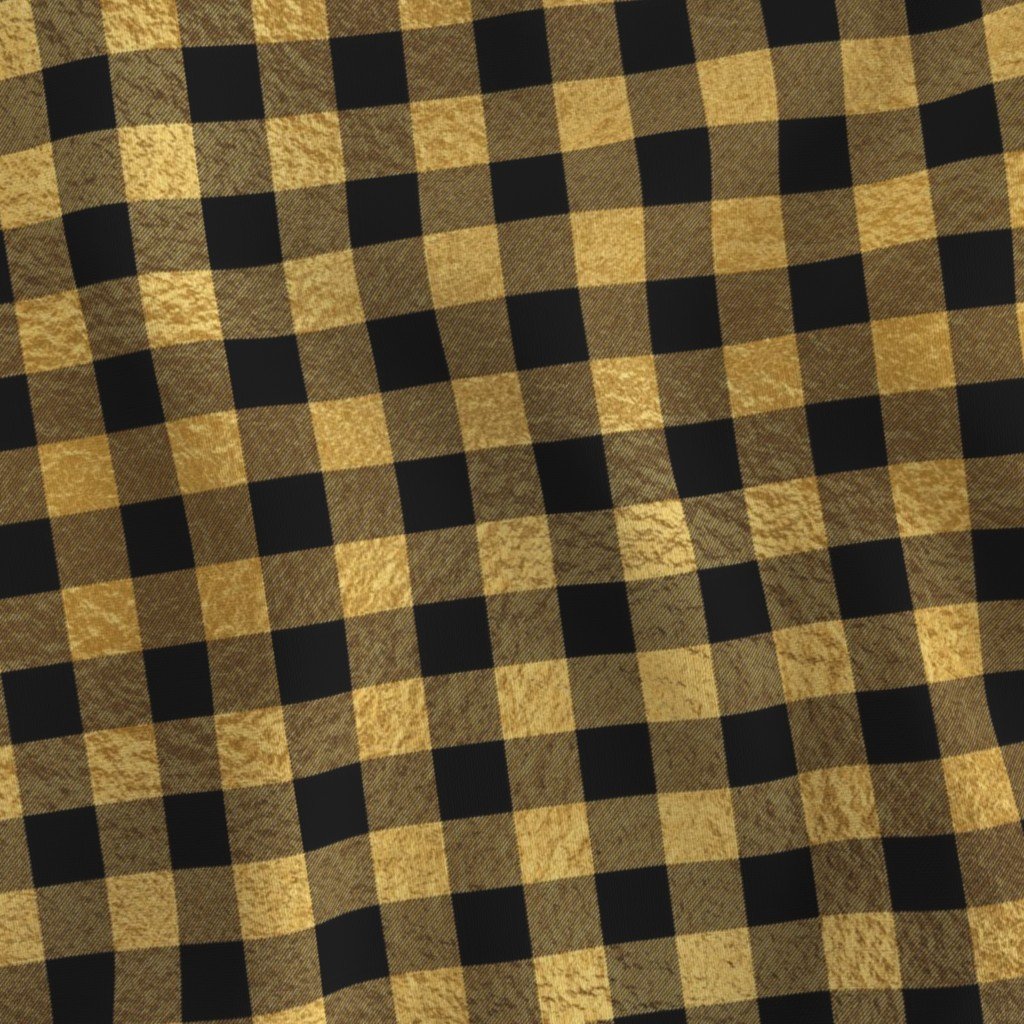 Christmas Faux Gold Foil and Black Buffalo Check 1 inch Fabric faux foil black fabric