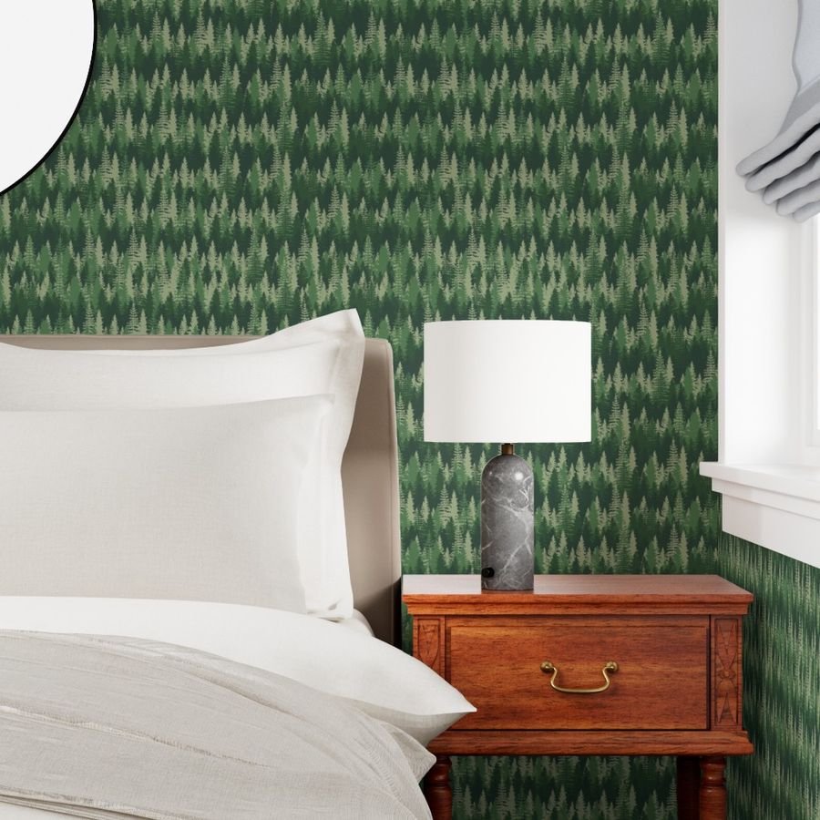 Endless Evergreen Forest with Fir Trees in Shades of Green Wallpaper balsam tree wallpaper