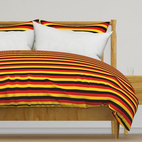 German Flag Colors Red Gold and Black 1 Inch Horizontal Stripes Home Styling Collection Design Collection german stripe duvet cover design