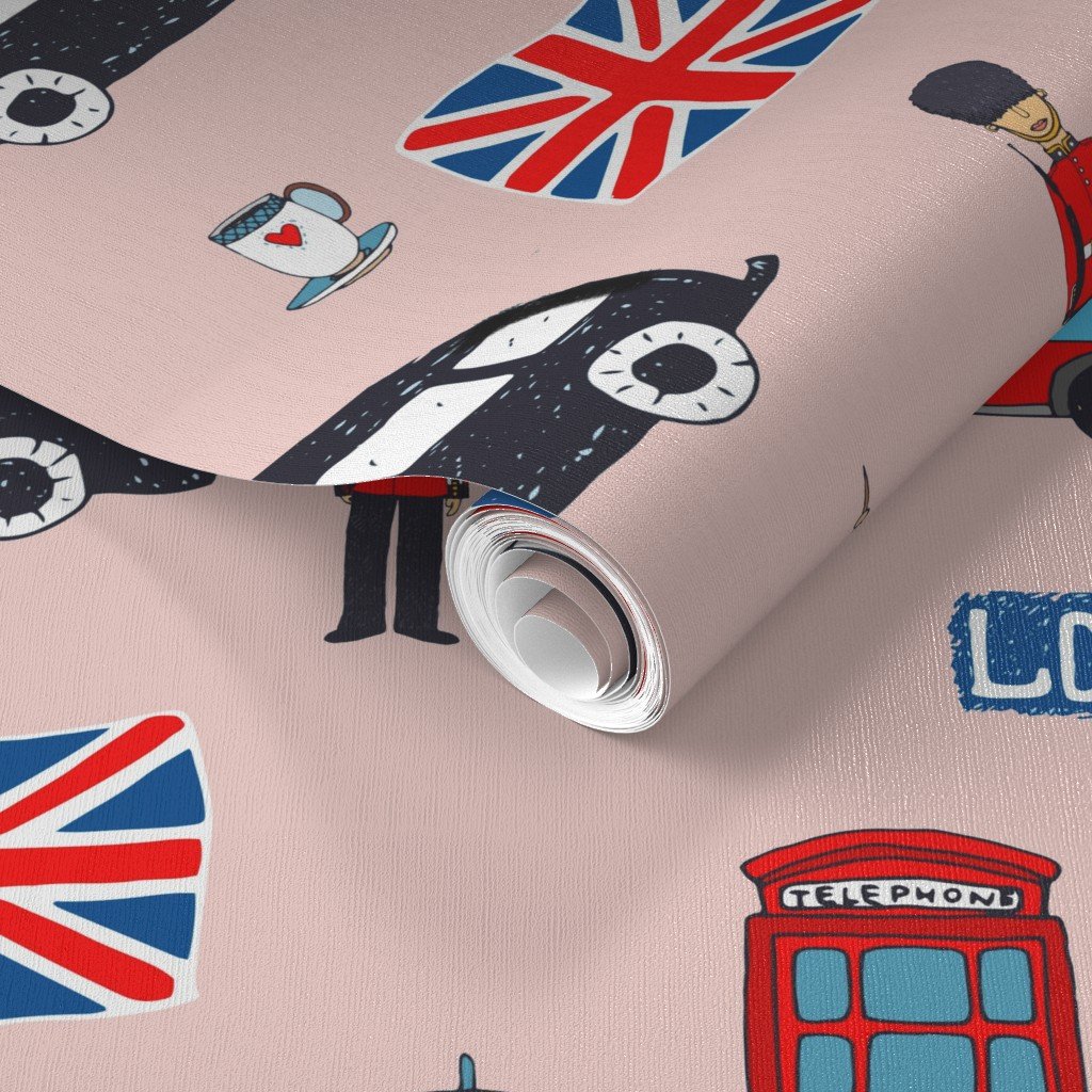 London England Handdrawn Motifs Big Ben Union Jack Palace Guard Wallpaper united kingdom wallpaper