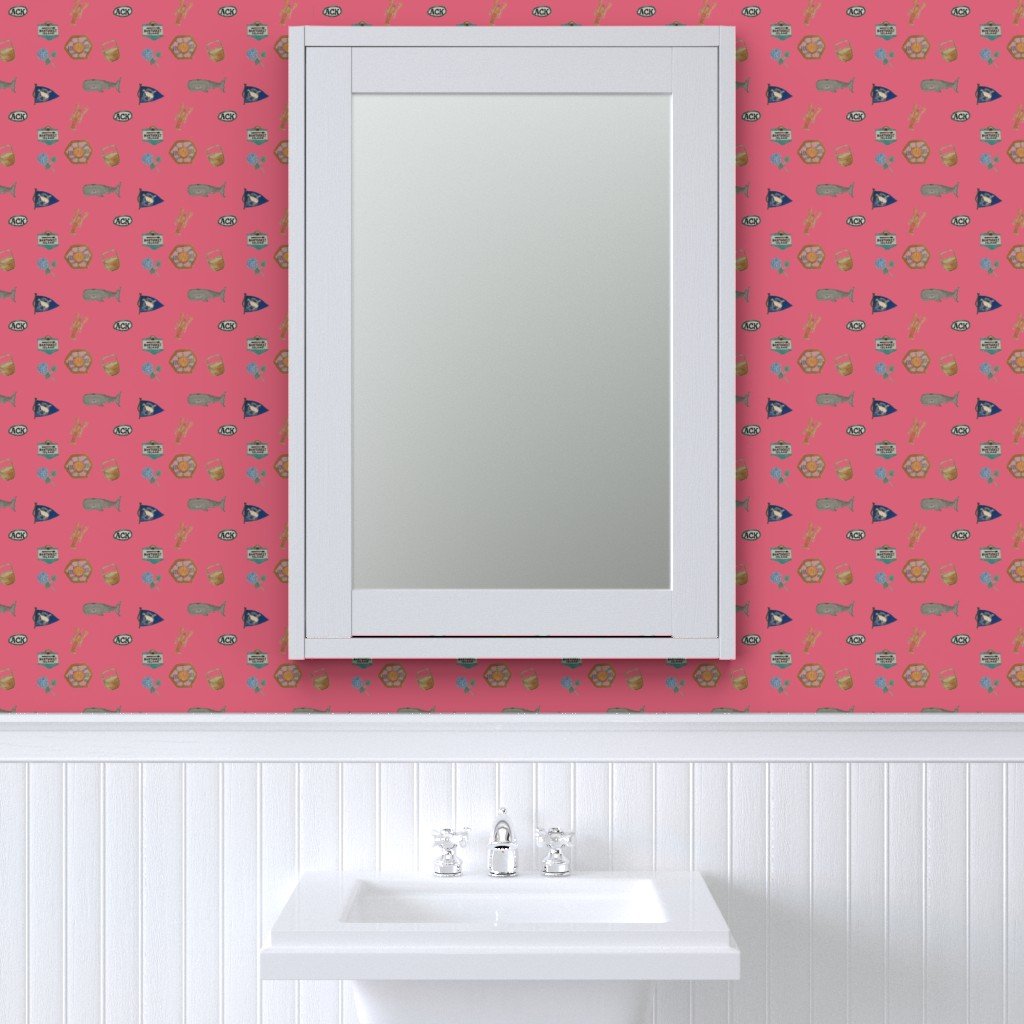 Nantucket Island Hand Painted Watercolors of its Symbols Signs and Wallpaper grey lady wallpaper