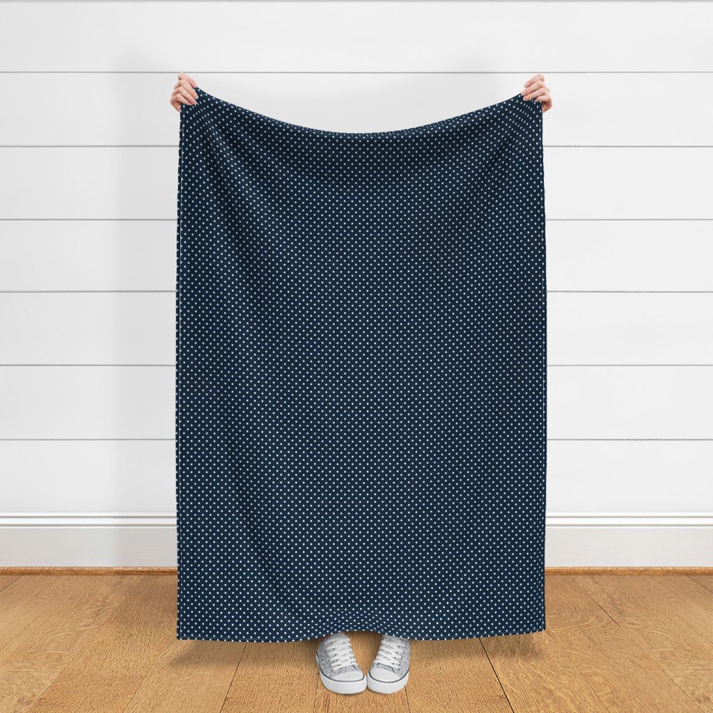 1/4 inch Classic White Polkadots on Navy Blue Fabric navy polka dots fabric