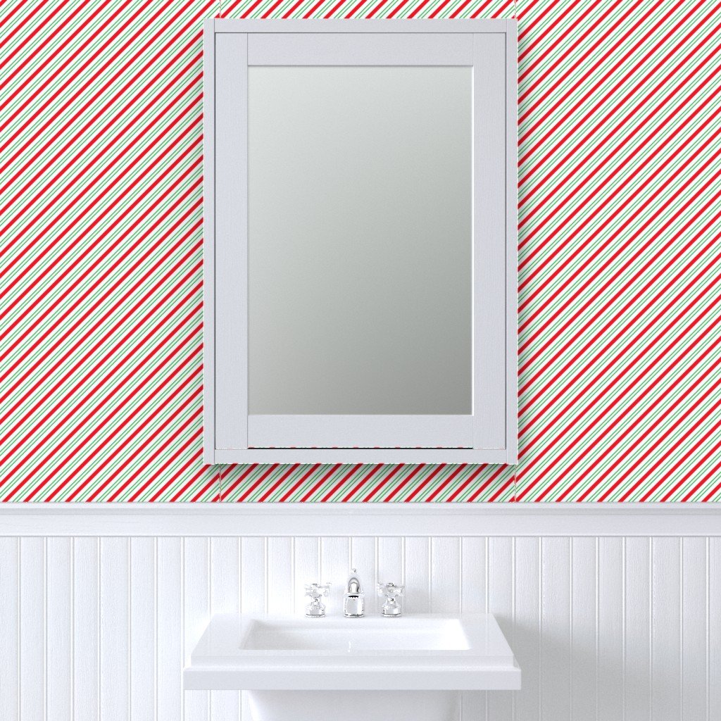 Small Classic Red Green Diagonal Christmas Candy Stripes Wallpaper christmas red wallpaper