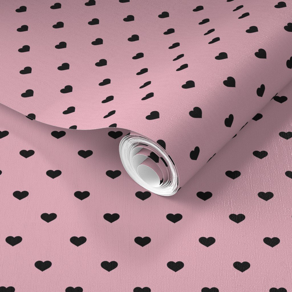 Mini Black Valentines Polkadot Love Hearts on Cotton Candy Wallpaper cotton candy black wallpaper