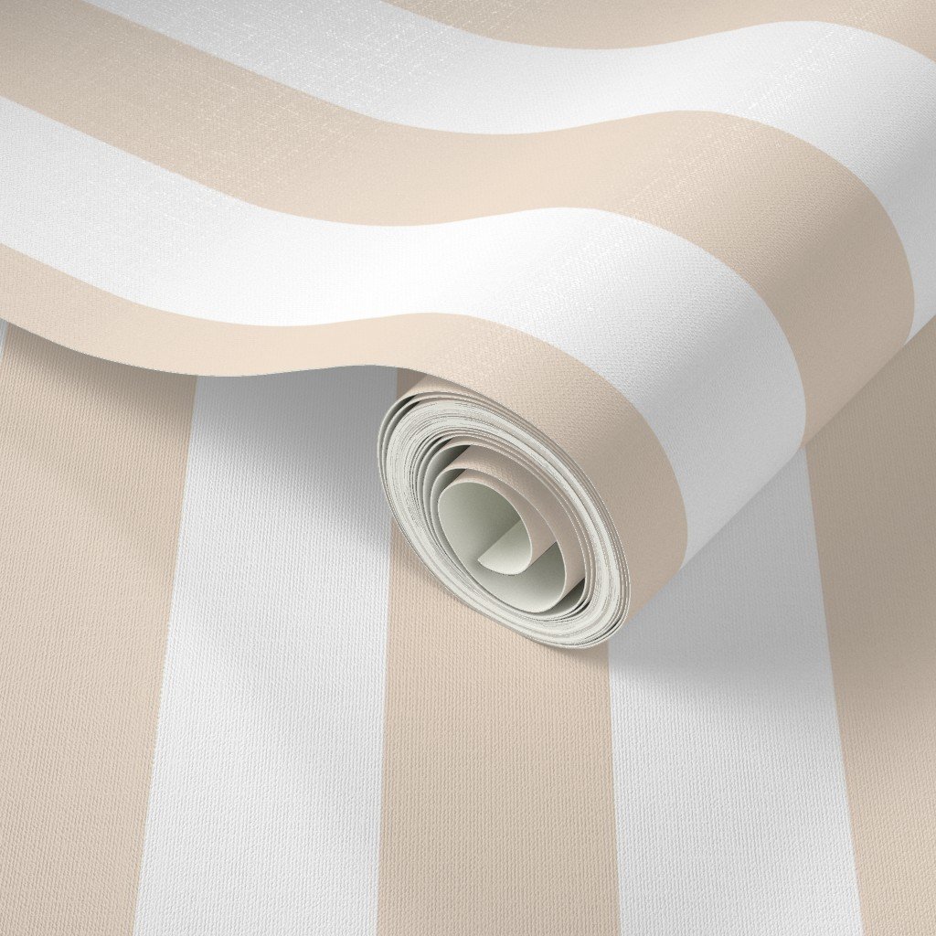Classic 2 Inch Natural and White Modern Cabana Upholstery Stripes Interior Collection Interior Collection cabana striped wallpaper