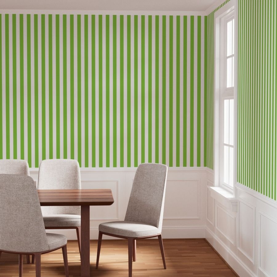 Lime and White 2 Inch Vertical Cabana Stripes Wallpaper cabana strips wallpaper