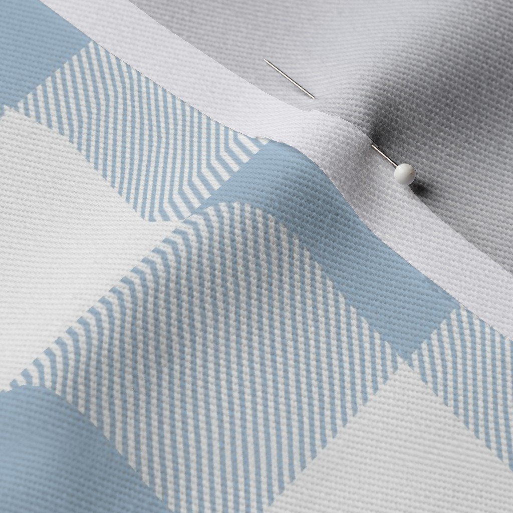Cloud White and Sky Blue Check Gingham Plaid Fabric gingham check style fabric
