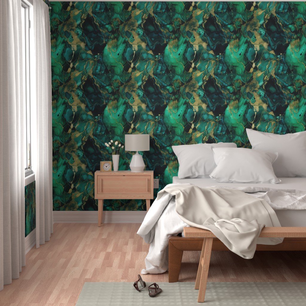 Emerald and Gold Alcohol Ink 4 Wallpaper emerald ink wallpaper
