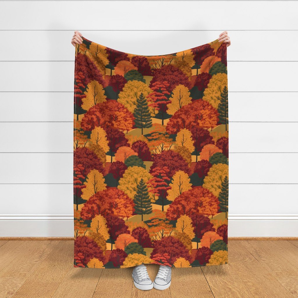 New England Endless Forest Fall Trees Fabric fall trees fabric