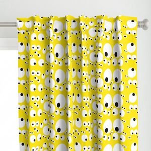 Googly Goo Goo Eyes on Neon Yellow Interior Collection Design Collection black irises curtain design
