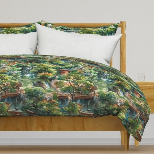 Eden of Tranquility A Japanese Water Garden Paradise Home Styling Collection Design Collection green canopy duvet cover design
