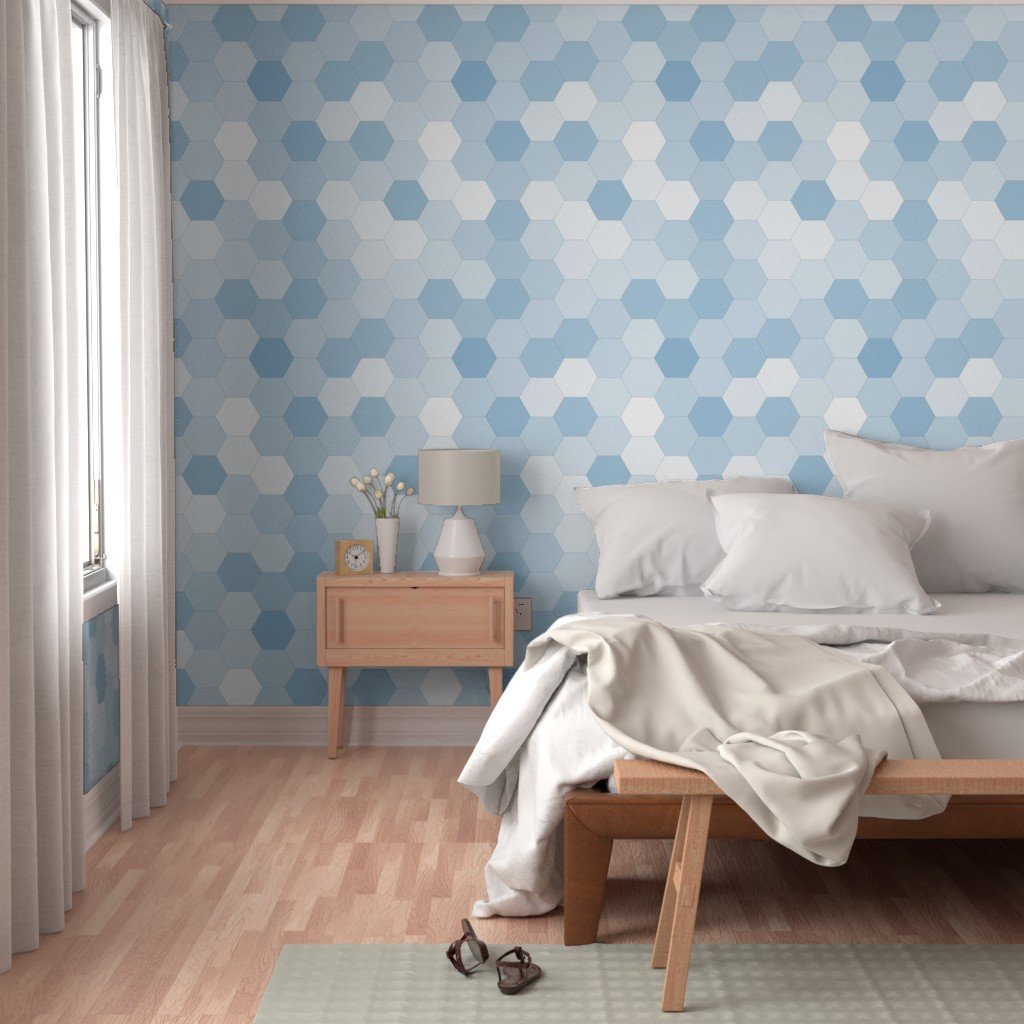 Hexagonal Blue Serenity Honeycomb Pattern Wallpaper seamless geometry wallpaper