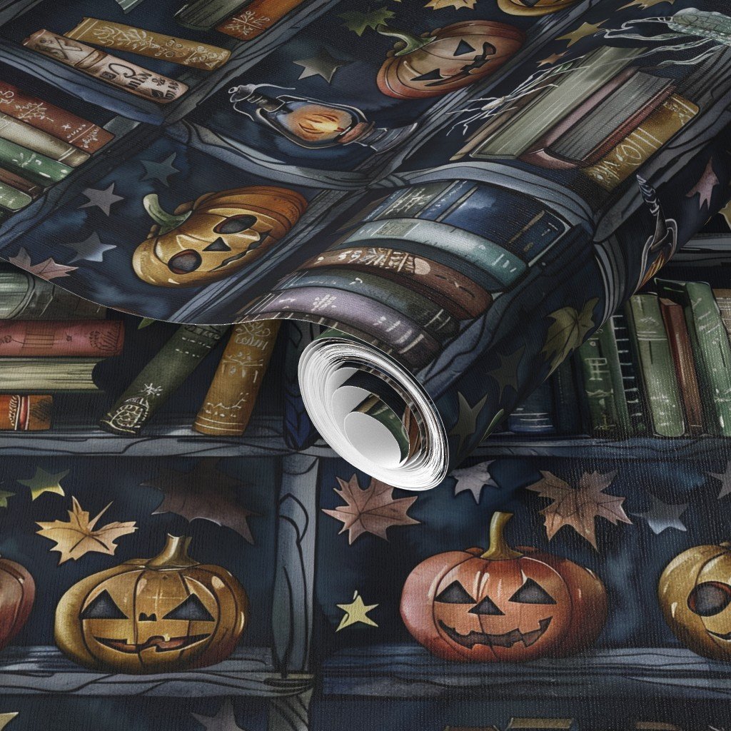 Dark Halloween Bookcase with Jack-O