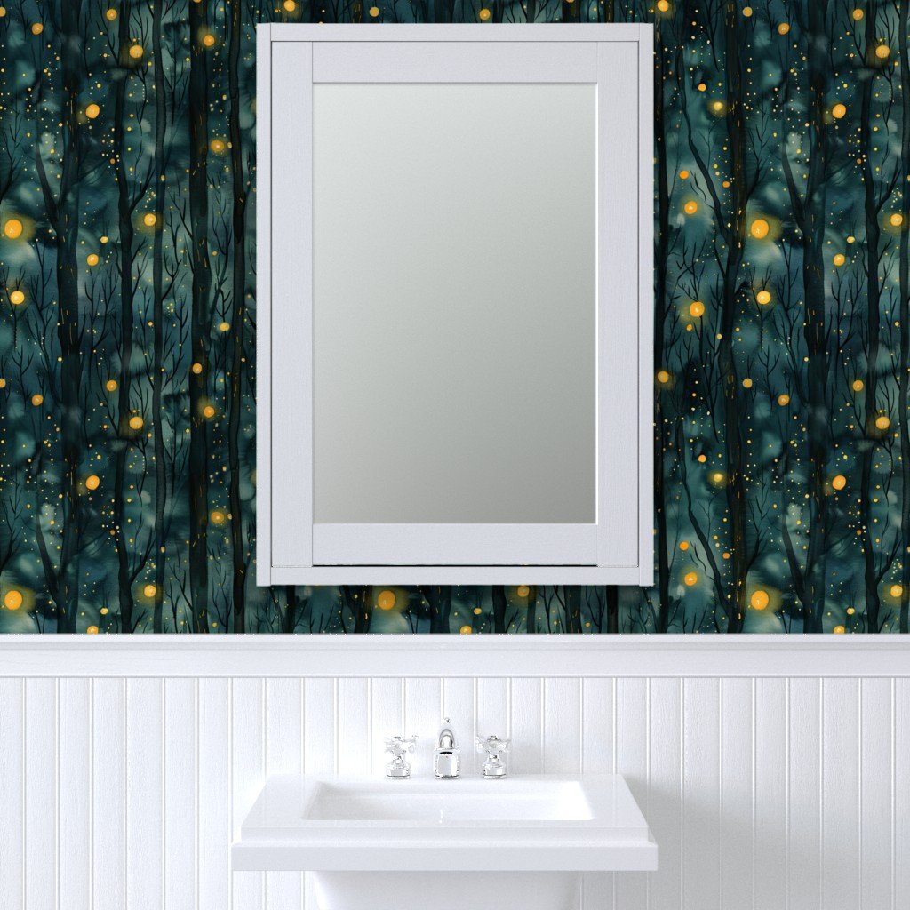 Large Mystic Firefly Forest A Glow in the Dark Wallpaper mystic forest wallpaper