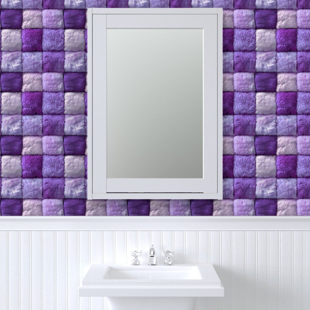 Large Violet Faux Fur Patchwork Fabric - Luxurious Plush Texture Wallpaper fluffy wallpaper