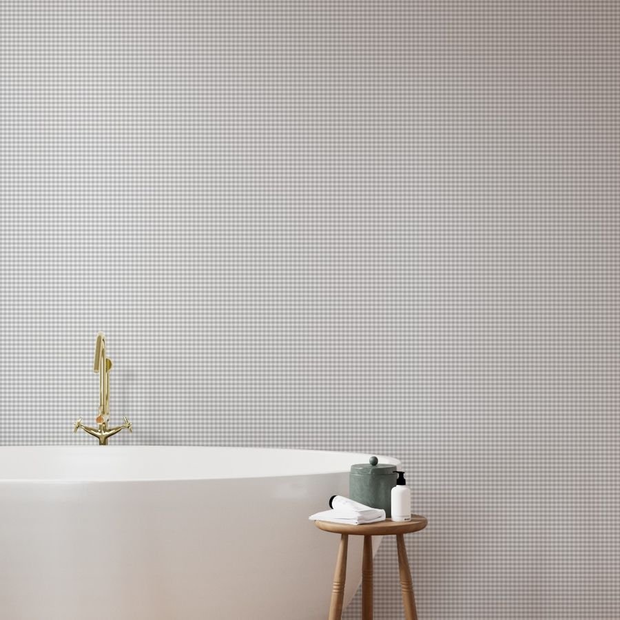 Ash Grey Gingham Check Plaid Pattern Wallpaper cottage wallpaper