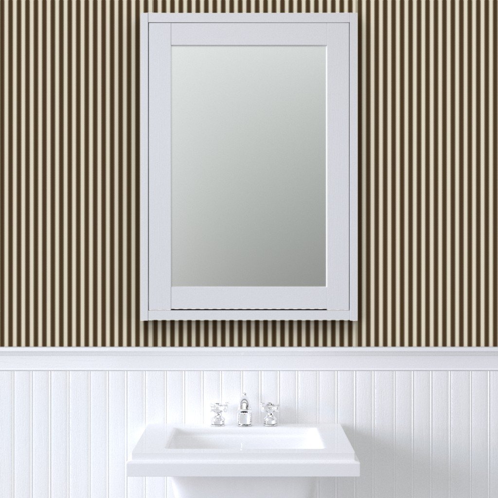 Serrated Rockpool Brown Small Stripe on Cream Wallpaper perforated stripe wallpaper