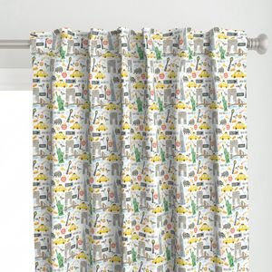 New York City Watercolor Motifs with Empire State and Statue of Liberty Home Decor Collection Interior Collection hand drawn curtain design
