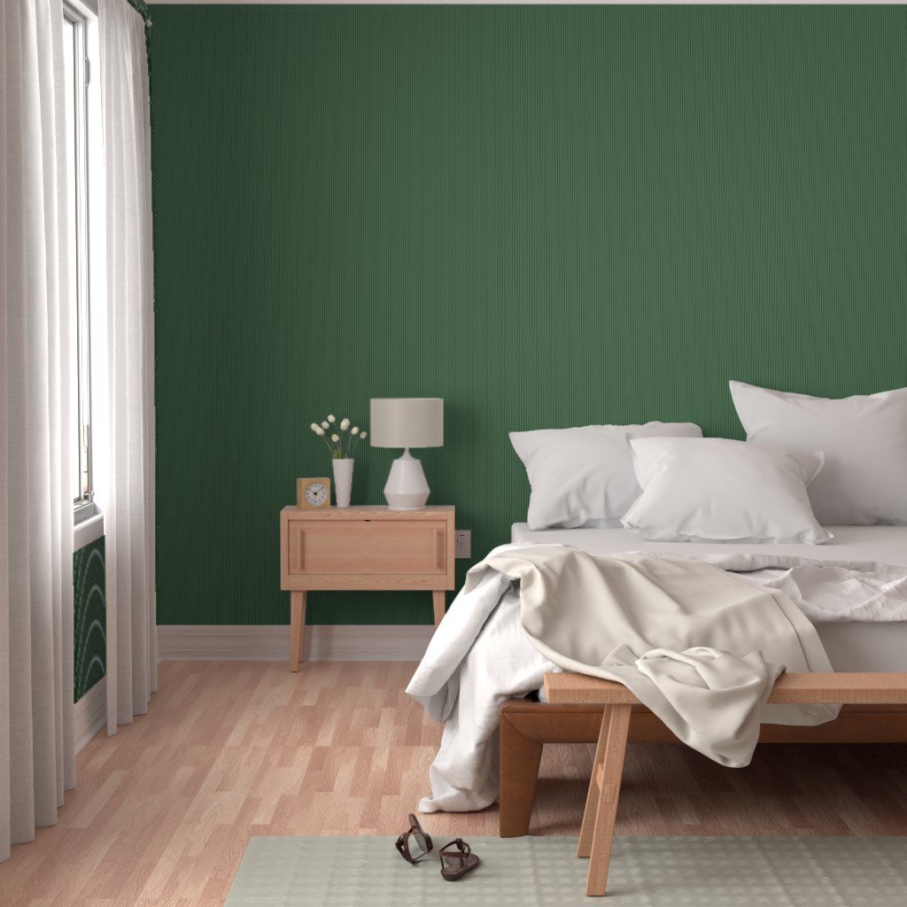 Classic White Pinstripe on Hunter Green Office Stripe Pattern Wallpaper corporate wallpaper