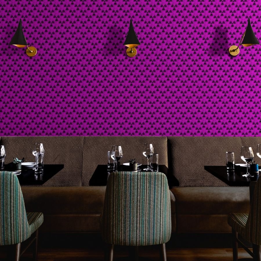 Hot Pink and Black Radiation Warning Grunge Pattern Wallpaper distressed wallpaper
