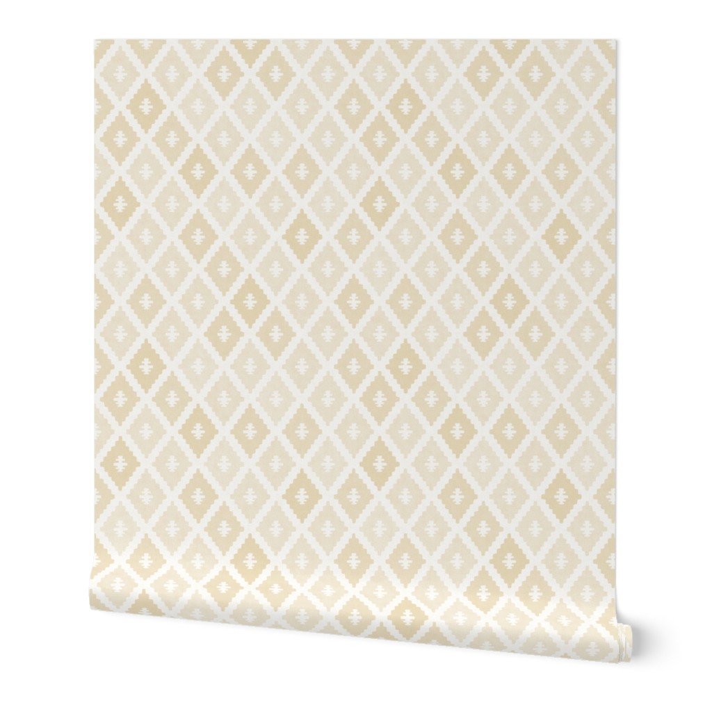 Small Sun Faded Mediterranean Diamond Pattern in Golden Sand Beige Design Collection Home Decor Collection sandy gold wallpaper