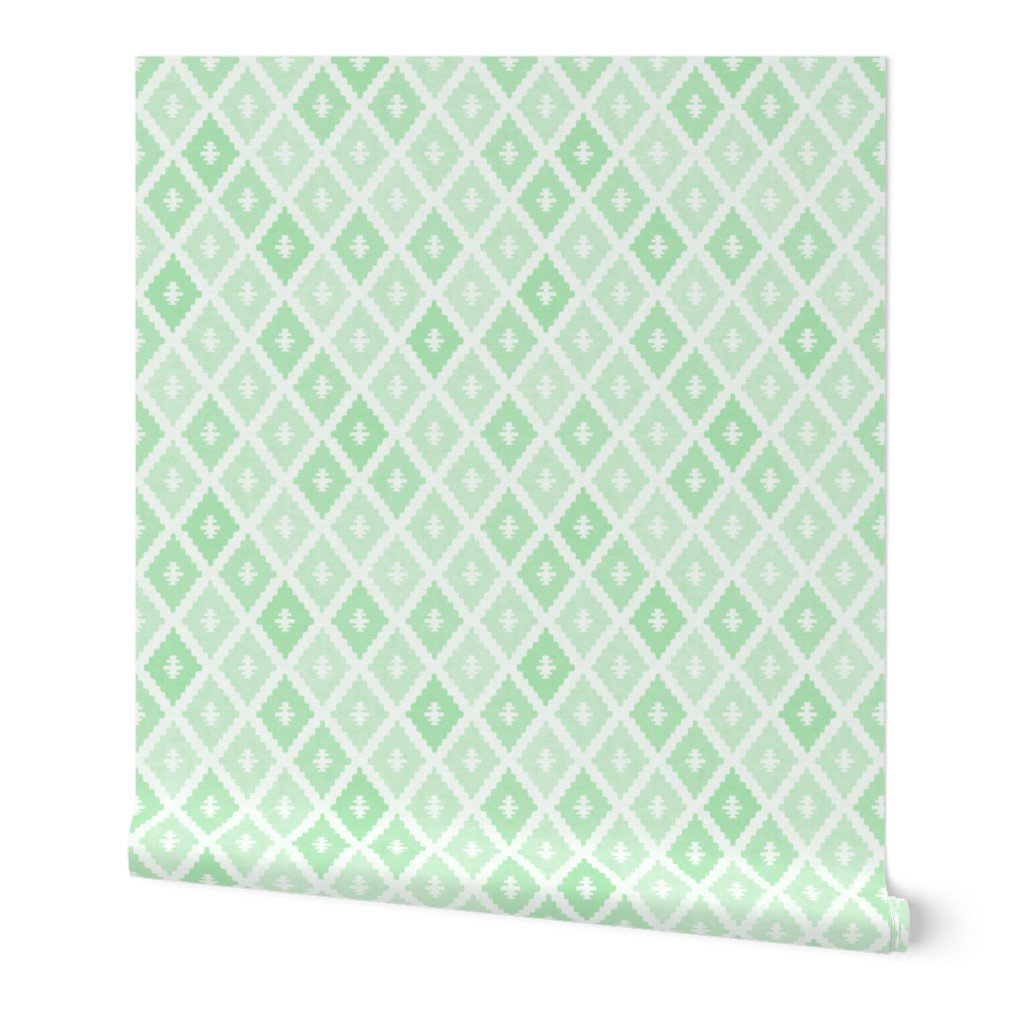 Small Sun Faded Mediterranean Diamond Pattern in Seafoam Mint Green Design Collection Interior Collection seafoam aqua wallpaper