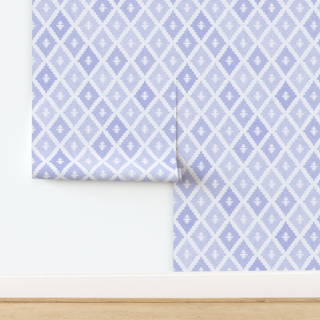 Large Sun Faded Mediterranean Diamond Pattern in Lavender Mist Blue Decor Collection Home Decor Collection pastel lavender wallpaper