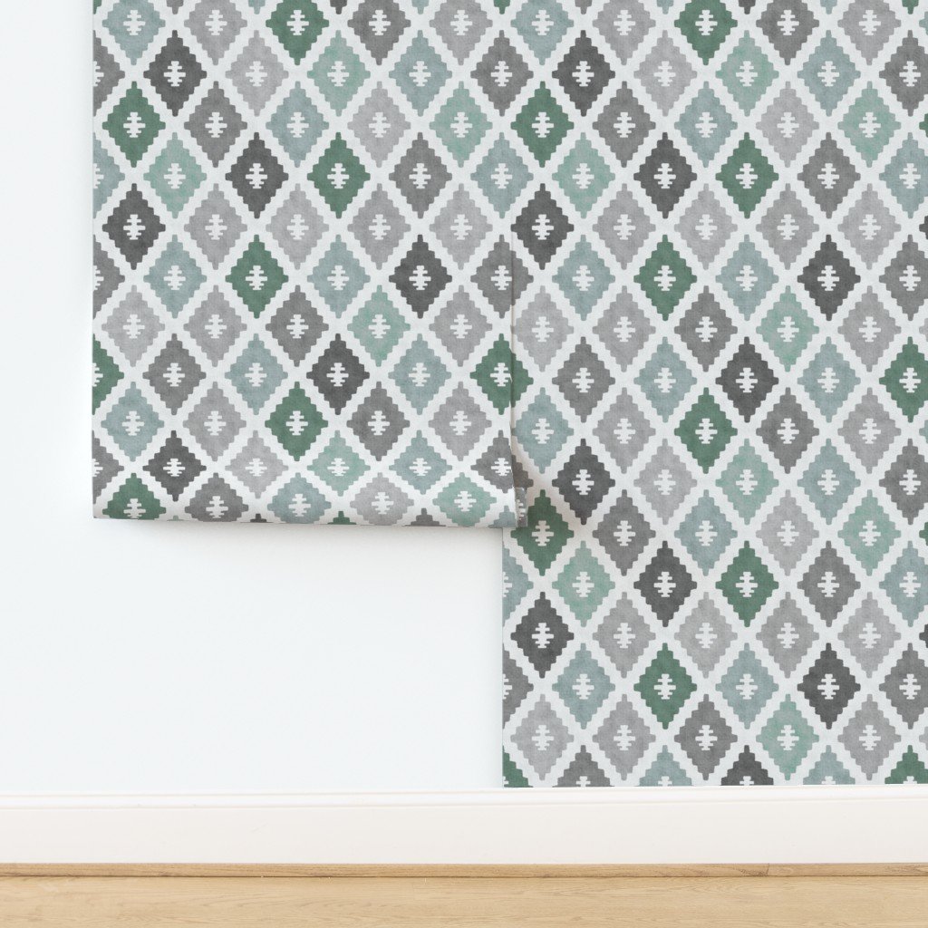Large Weathered Seafoam Diamond Pattern in Charcoal Gray Decor Collection Home Decor Collection coastal green wallpaper
