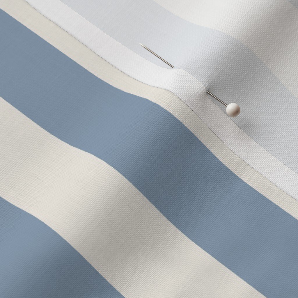 Classic Dusty Blue and Ivory One Inch Broad Stripe Pattern Fabric ivory stripe fabric