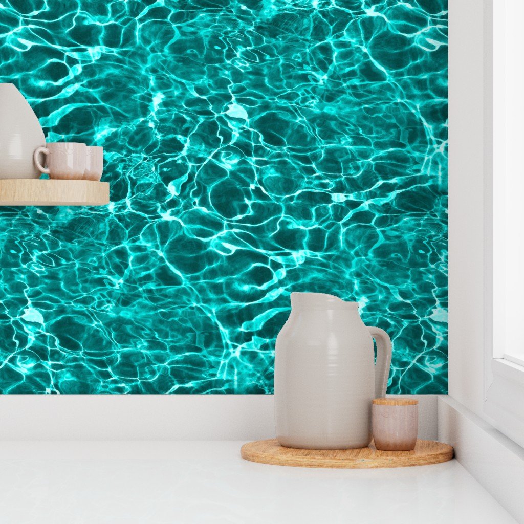 Curacao Playa Kenepa Electric Aqua Water Ripples Decor Collection Interior Collection turquoise water wallpaper