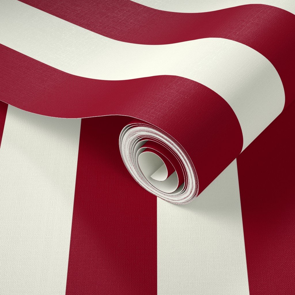 Classic Burgundy and Ivory 2-inch Vertical Stripes Home Decor Collection Home Styling Collection burgundy stripe wallpaper