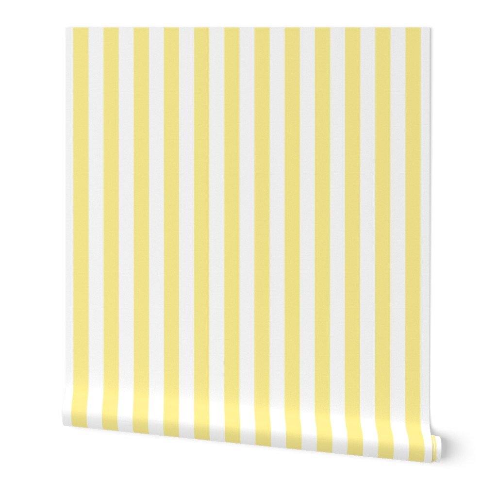 Buttermilk Yellow and White Wide Stripes Wallpaper butter yellow and white wallpaper