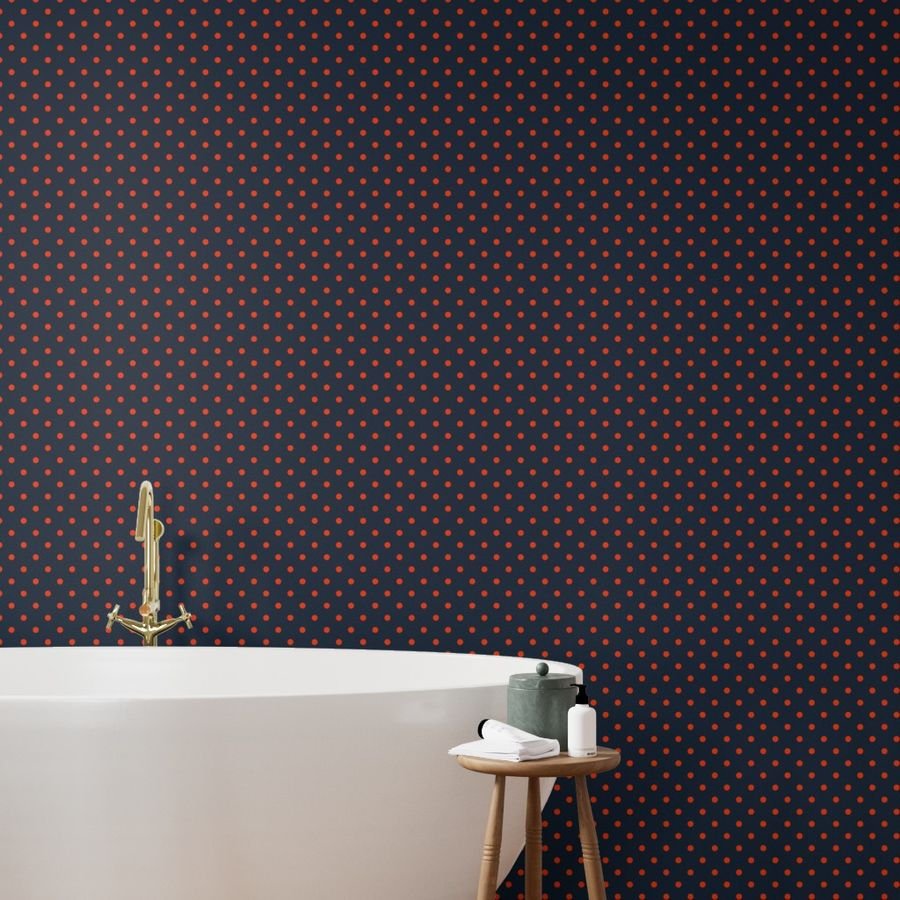 Navy and Orange Polka Dots Wallpaper navy and orange wallpaper